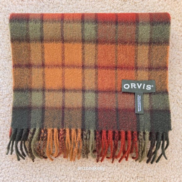 NWOT Orvis Lambswool Scarf in Autumn Plaid - Picture 7 of 8